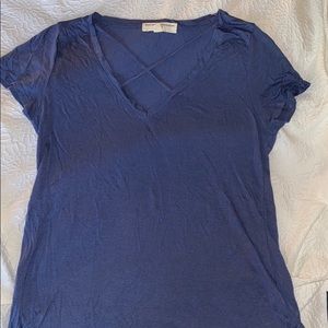 Urban Outfitters Blue Criss Cross Soft Tee